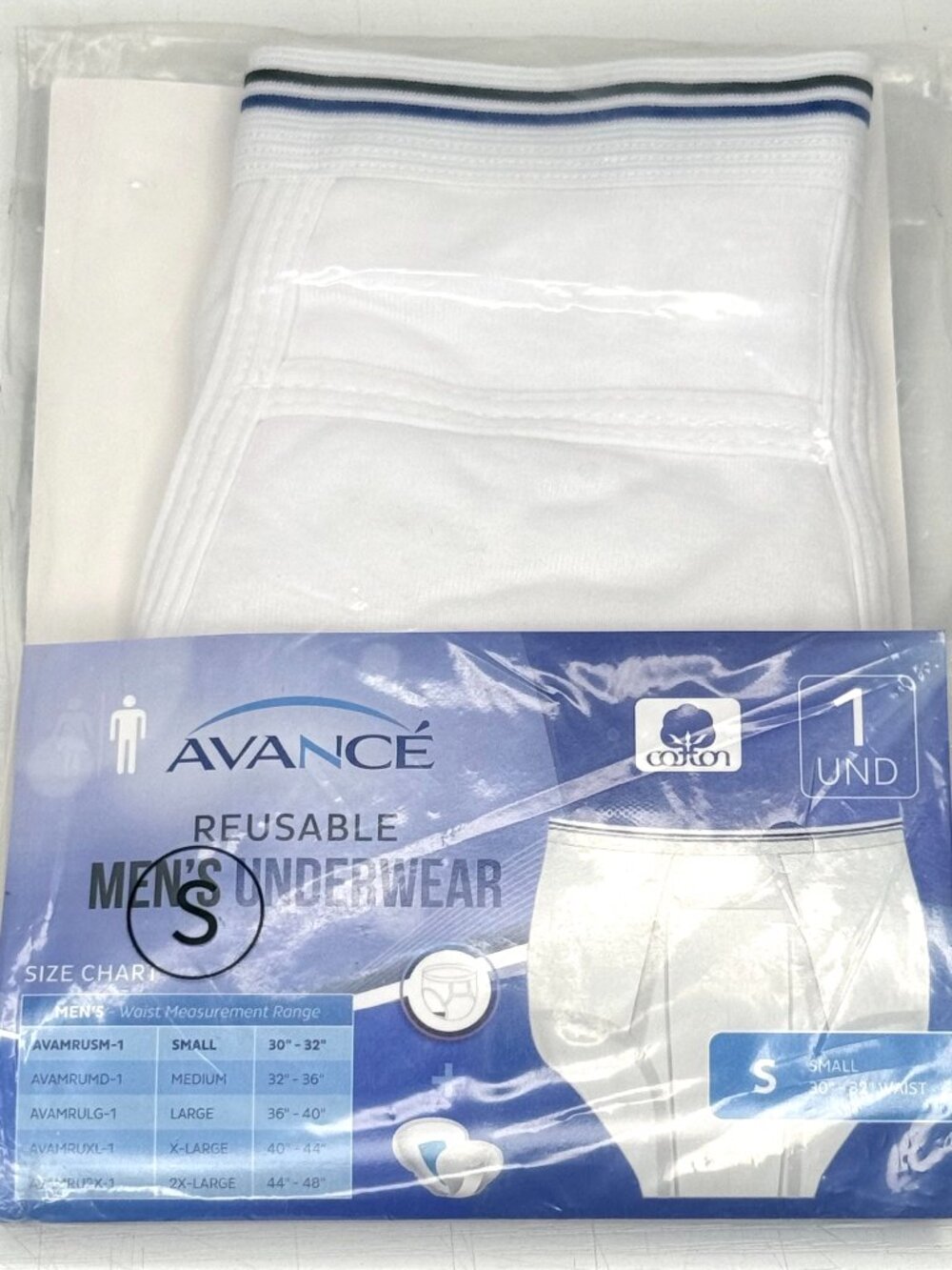 NEW Avance Reusable Underwear Mens S White